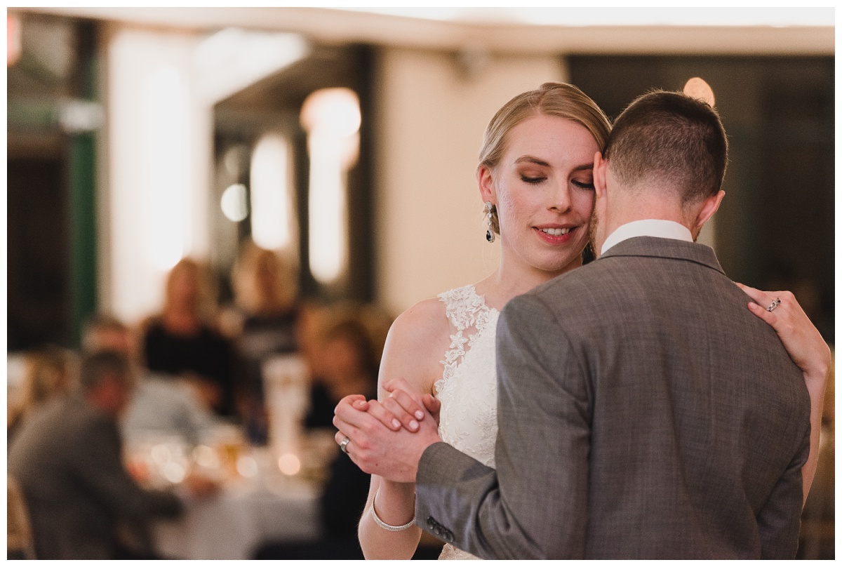 Bride and groom's first dance at the Lakeside Cafe in the St. Louis Zoo, wedding photography by Sandra Grunzinger Photography