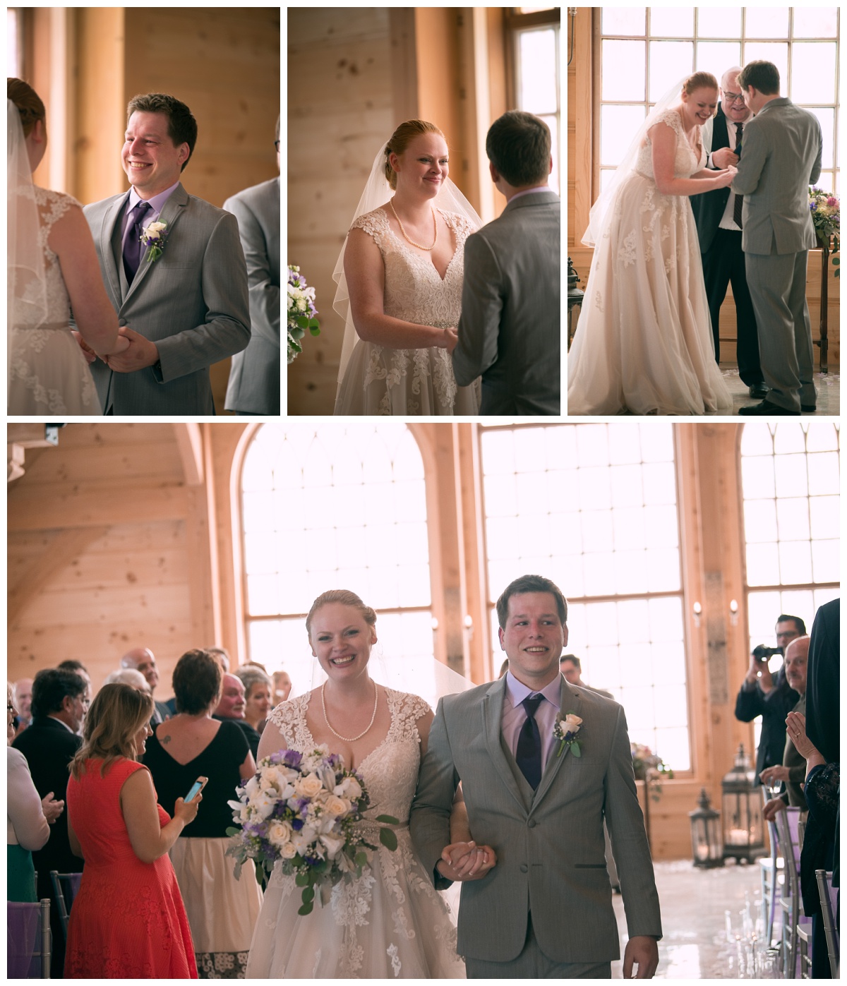 images of bride and groom during ceremony at Stone House of St. Charles, a St Louis wedding venue
