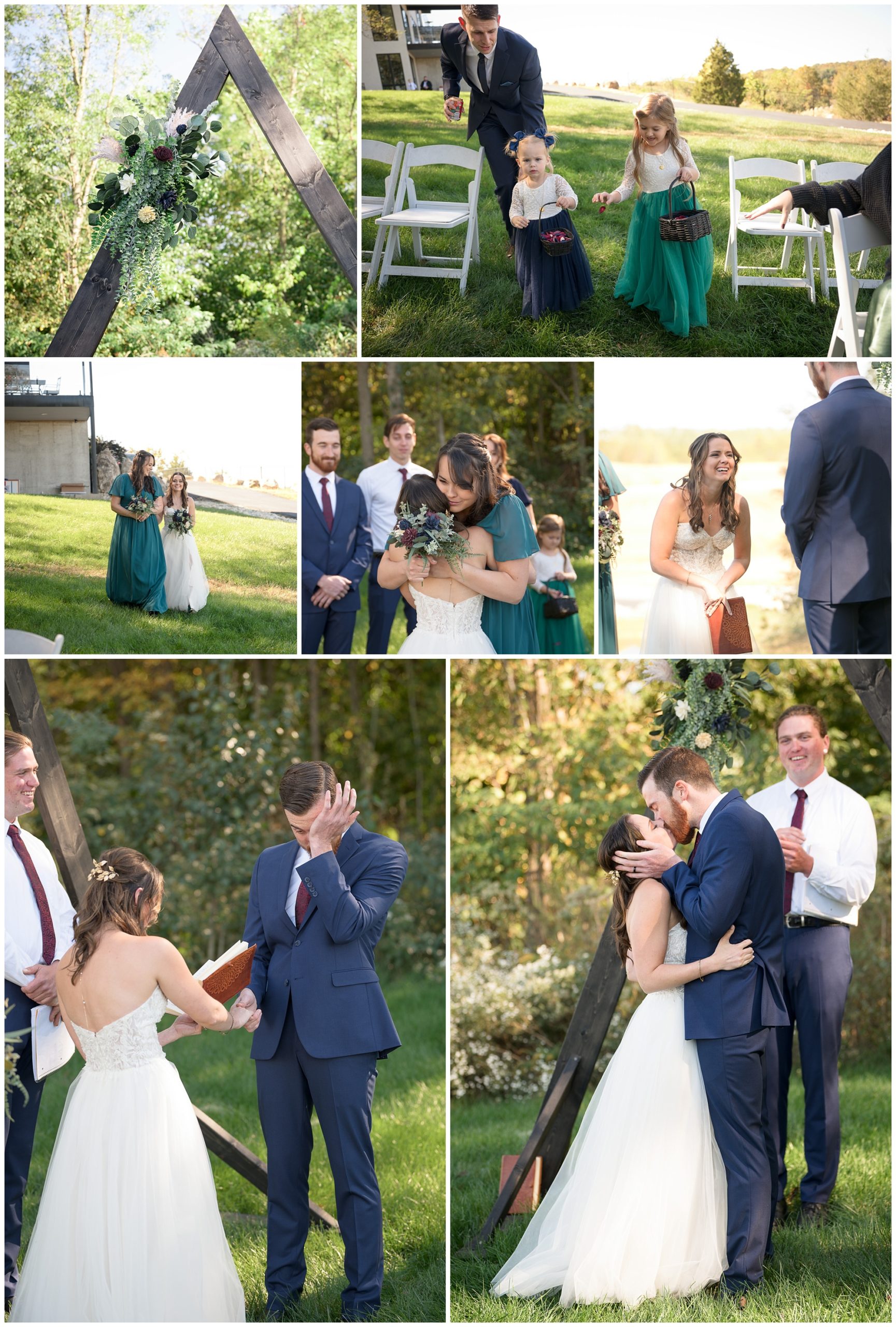Series of images of the intimate outdoor wedding ceremony