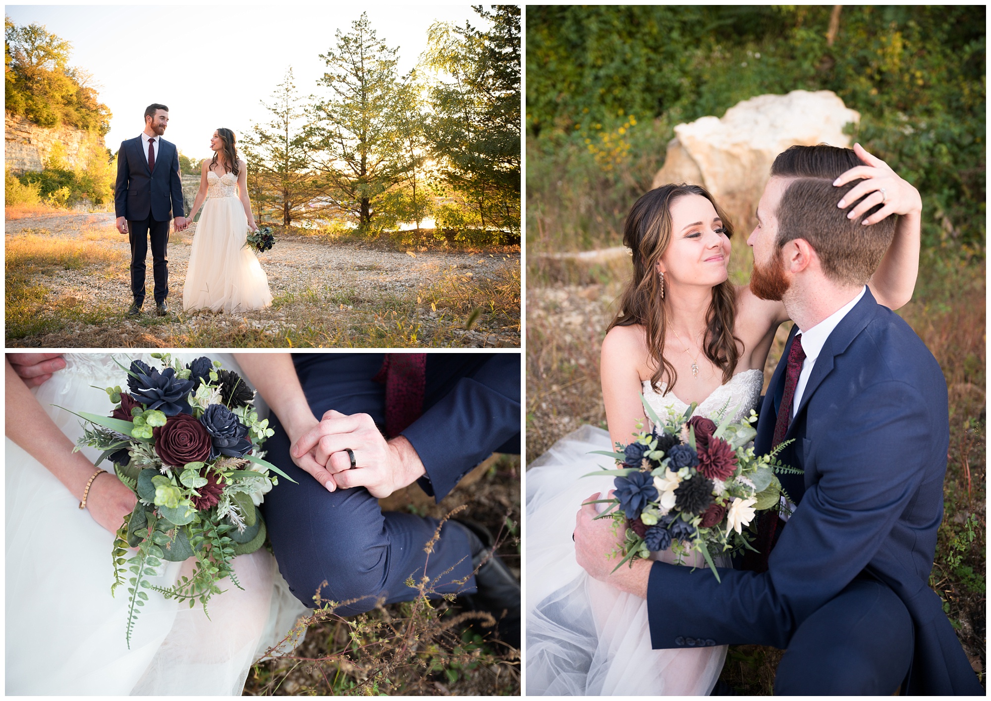 bride and groom portraits at Sunset Bluffs
